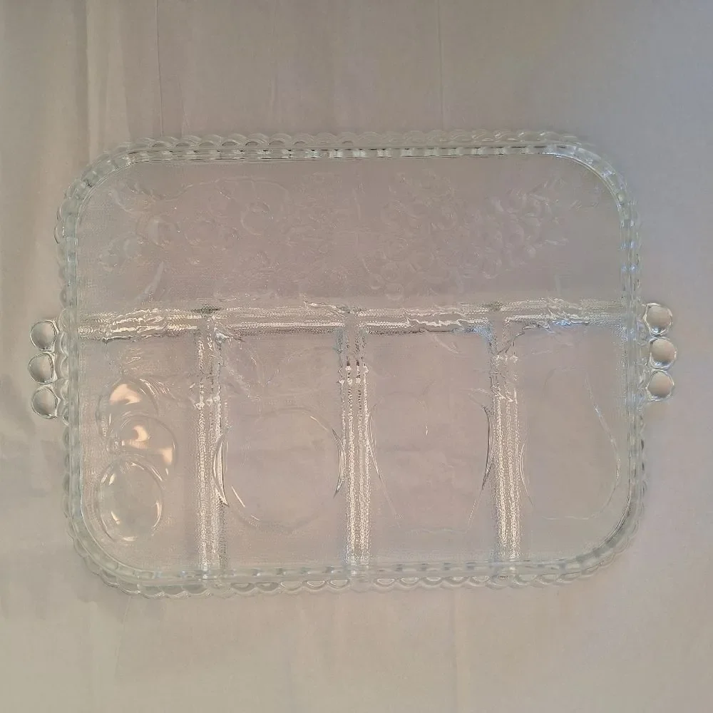 Vintage Indiana Glass Vintage Crystal Happenings 5-Part Relish Tray 60s No. 3678